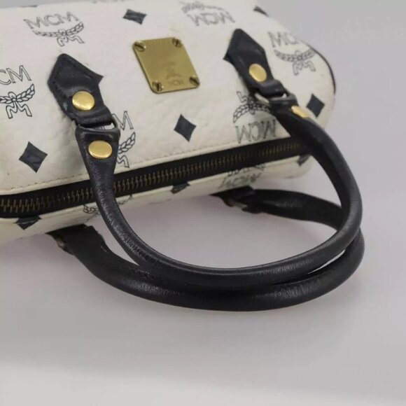 MCM Vicetos Logogram Mini Hand Bag PVC Leather White Auth - Picture 9 of 15